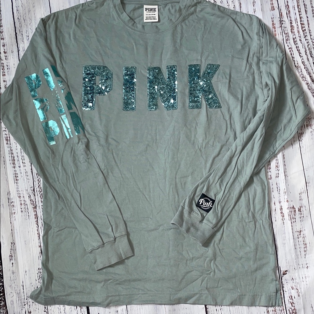 PINK Victoria's Secret Teal Long Sleeve Tee